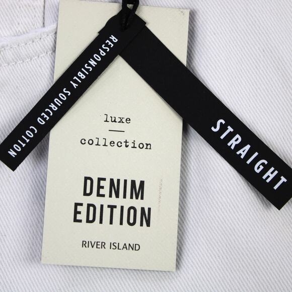 River Island Womens US12 Luxe‎ Collection Jeans White Straight Leg Button Fly - Picture 9 of 12